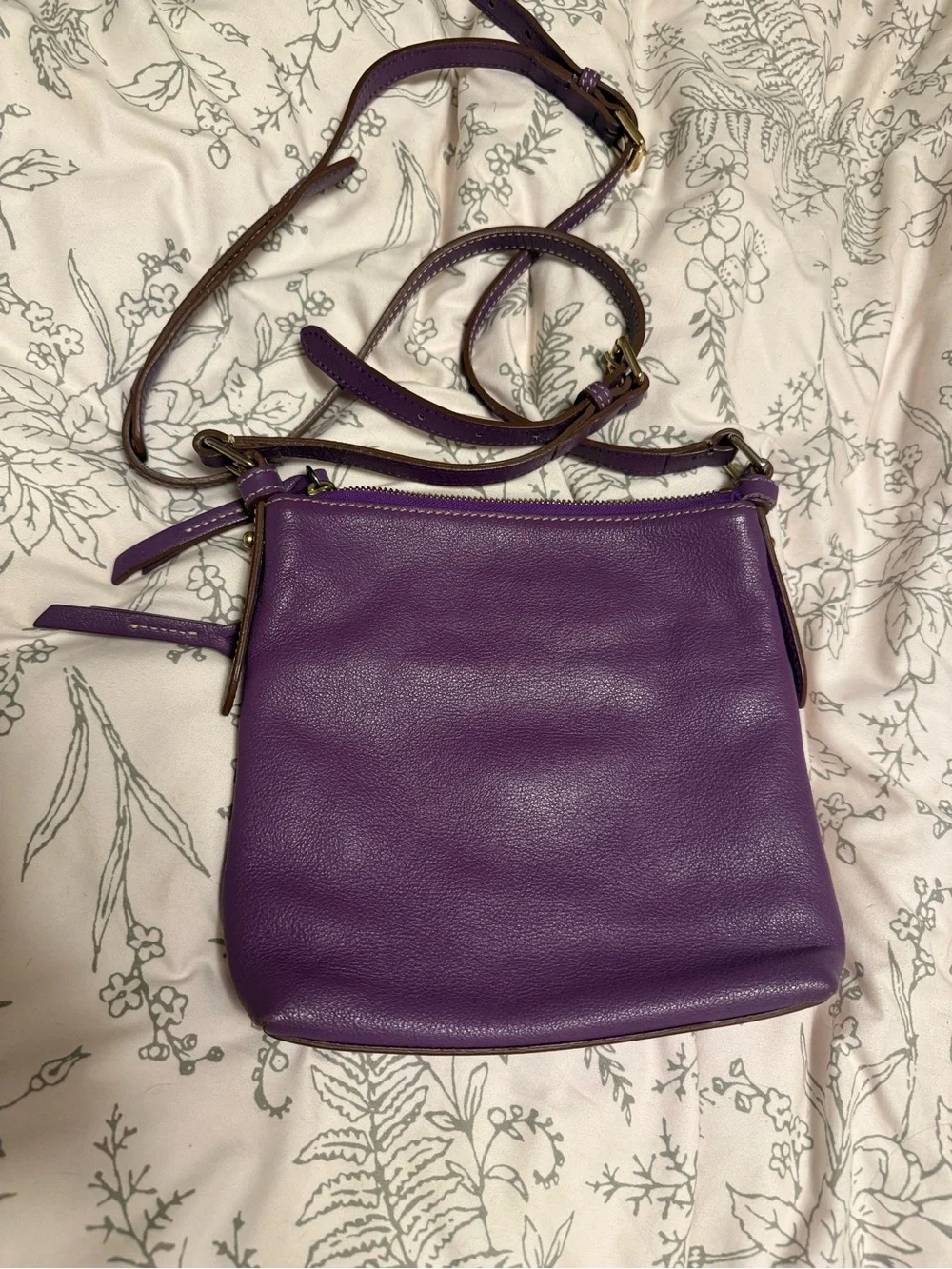 Dooney & Bourke Purple Leather Crossbody with Contrast Trim